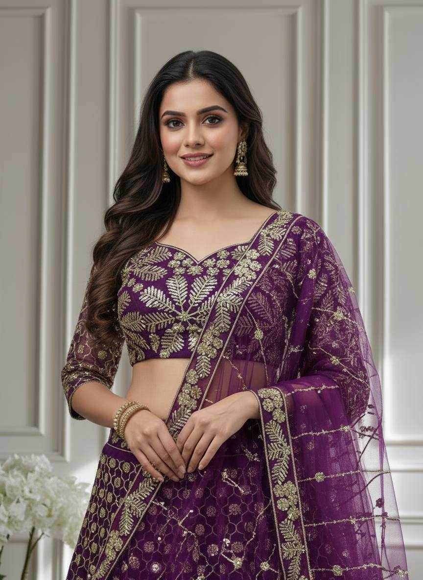 Butterfly Net Embroidered Lehenga - MYLUXURY LANE ENTERPRISE